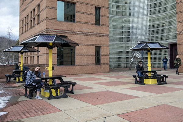 Study, connect and recharge at Appalachian’s new solar-powered picnic tables